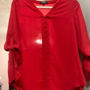 Red express button down blouse